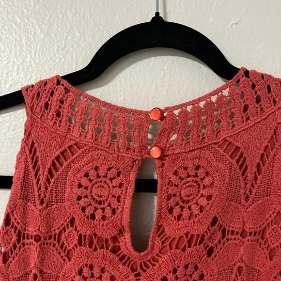 Boho Hippie Boutique Brand crochet tank fall pumpkin/rust size large lined - Picture 6 of 7